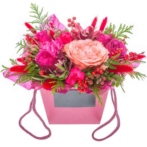 Цветы в коробке «Коралловый закат»